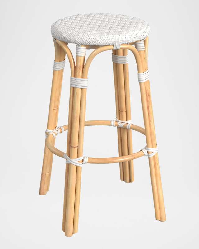 Tobias 30" Rattan Bar Stool, White